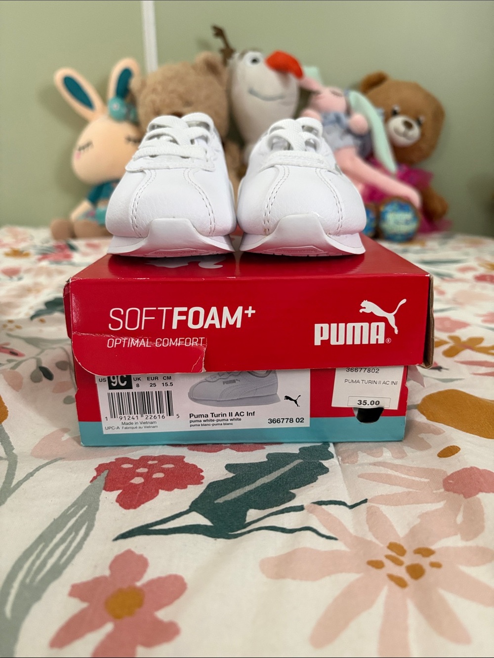 Puma Kids White Lace-Up SoftFoam+ Sneakers